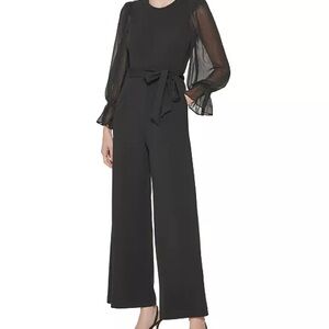 Calvin Klein
Crewneck Chiffon Flare-Leg Jumpsuit